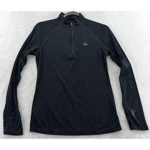 Paradox Sweater Women's Small Black Merino Blend 1/4 Zip Pullover Thumbholes